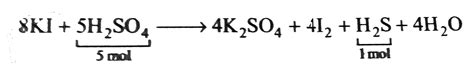 KI reacts with`H_2SO_4` producing `I_2` and `H_2S`. The volume of 0.2 ...