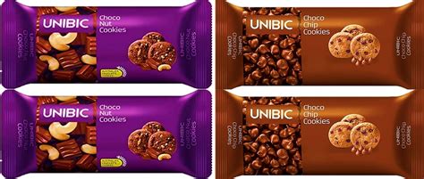 Unibic Choco Nut Cookies (2) & Choco Chip Cookies (2) 75g Unique (Pack ...