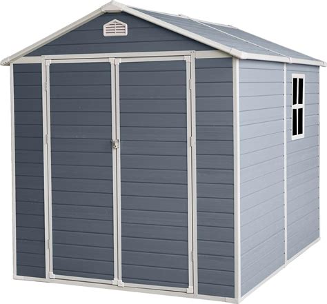 Amazon.com : 6x8 ft Resin Outdoor Storage Shed Kit with Floor, Tool ...