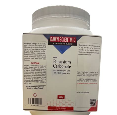 Potassium Carbonate [K2CO3] 99% ACS Grade Powder 500Gm Brand: Dawn ...