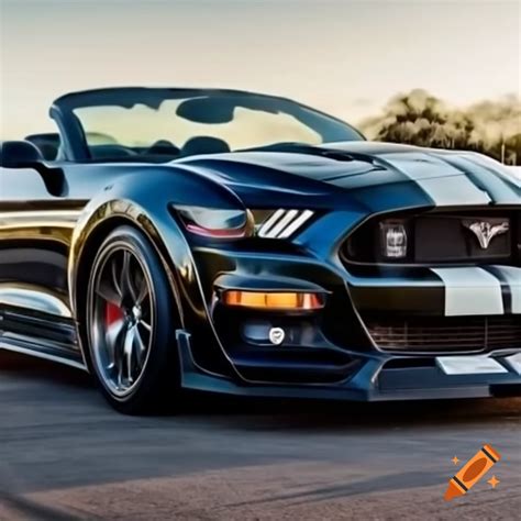 New ford mustang on display at car show surrounded by enthusiasts on Craiyon