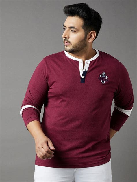 Men Plus Size Cleats Colorblock Henley Tshirt – bigbanana