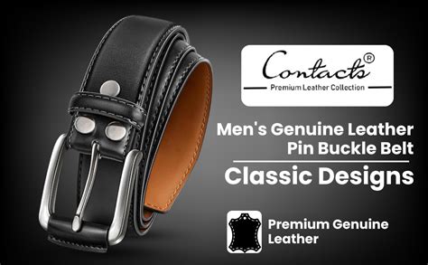 Buy Contacts Men's Genuine Leather Pin Buckle Belt | Leather Belt for ...