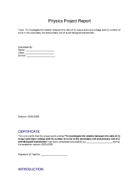 Physics Project Report: Transformer Voltage & Turns Ratio Analysis ...