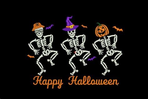 Happy Halloween Party Dancing Skeletons · Creative Fabrica