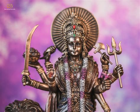 Buy Durga Statue on Lion 11 Inch Bonded Bronze Sherawali MATA Moorti ...