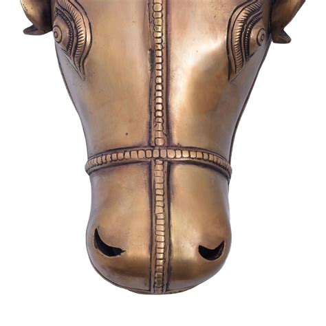 Brass Nandi Face Statue Wall Hanging