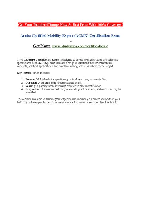 Aruba Certified Mobility Expert (ACMX) Certification Exam - Get Your ...