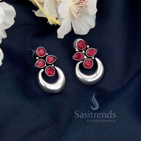 Oxidised Half Moon Motif Earrings – Ethnic Style – Sasitrends