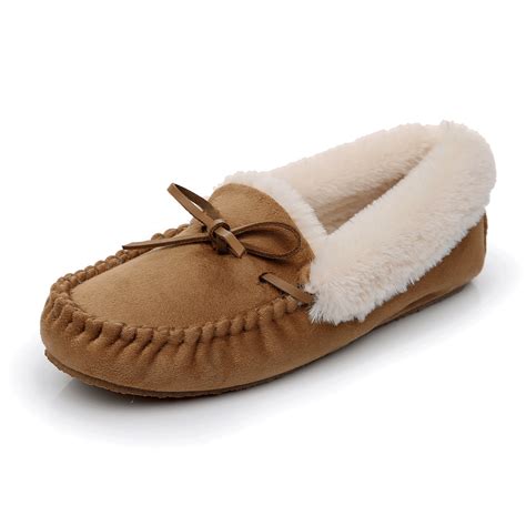 Real Fancy Women's Moccasin Slippers - Slip On House Slipper Warm Faux ...
