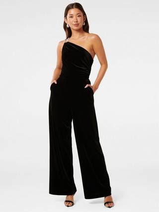 Forever New Costanza Diamante Velvet Jumpsuit, Black