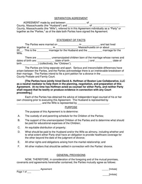 Free Printable Separation Agreement Templates [PDF, Word]