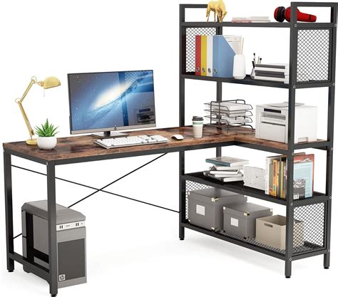 Buy Tribesigns Reversible L Shaped Corner Desk with Storage Shelves, 55 ...
