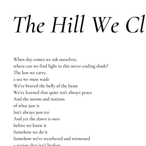 The Hill We Climb by Amanda Gorman Poem Print Inauguration - Etsy