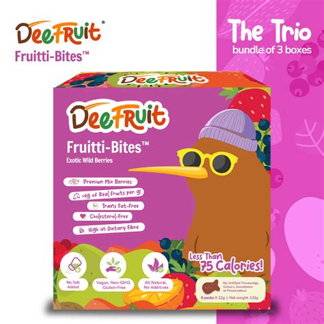 Bundle of 3 - DeeFruit Fruitti-Bites, Exotic Wild Berries - The Trio | Vitamin SG