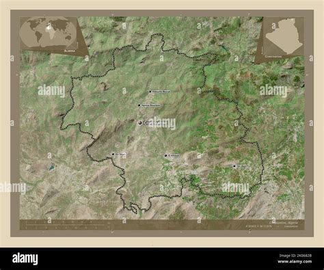 Constantine, province of Algeria. High resolution satellite map. Locations and names of major ...