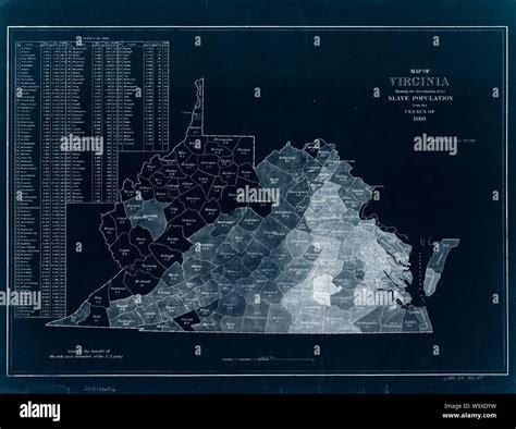 Civil War Maps 1023 Map of Virginia showing the distribution of its slave population from the ...