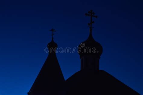 Silhouette of Domes with Crosses of the Orthodox Church Against the ...