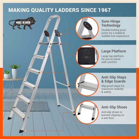 Advance Carbon - 6 Step Foldable Aluminium Ladder For Home (Black ...