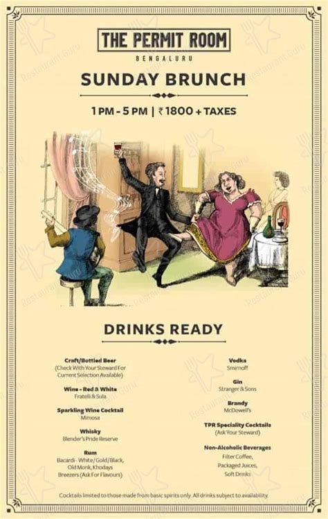 Menu at The Permit Room, Bengaluru, Ram Kunj