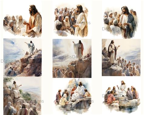 Buy Teaching of Jesus Clipart , Jesus Talking to People Watercolor ...