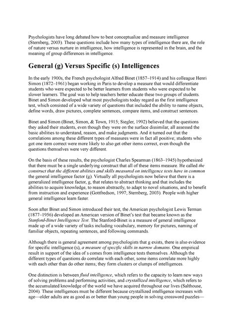 C6 - ppt - Psychologists have long debated how to best conceptualize and measure intelligence ... - measurement of intelligence in psychology