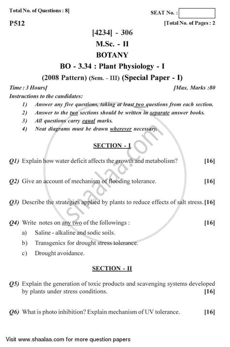 Botany Special Paper - Plant Physiology 1 2012-2013 M.Sc Botany ...