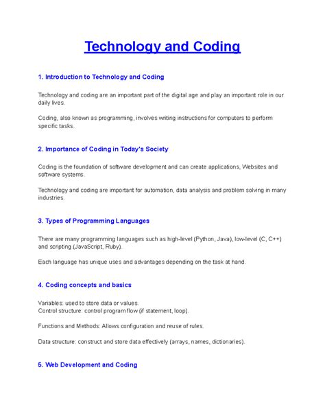 Technology and Coding - Introduction to Technology and Coding ...