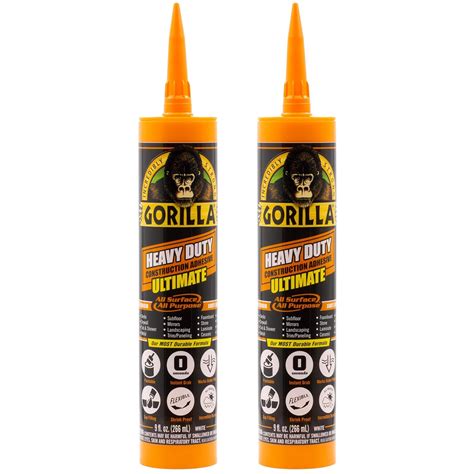 Gorilla Heavy Duty Ultimate Construction Adhesive, 9 Ounce Cartridge ...