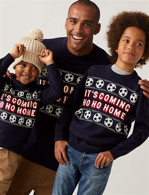 Buy Pure Cotton Football Christmas Jumper at Marks & Spencer