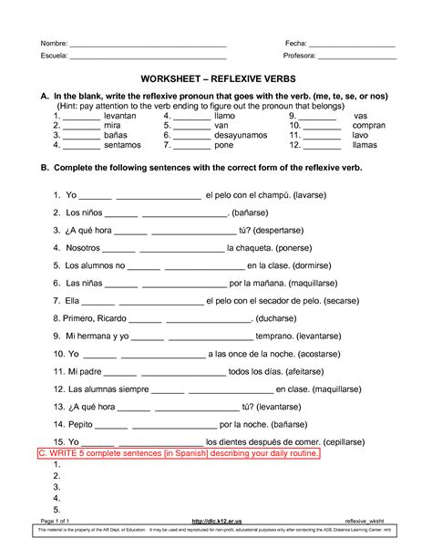 Quiz & Worksheet - Spanish Reflexive Verbs | Study | Spanish Reflexive ...