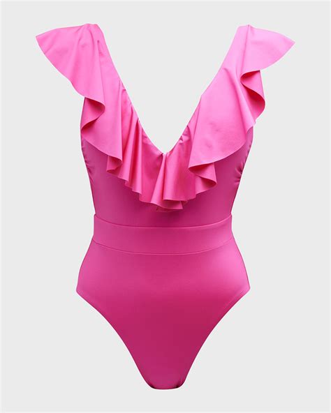 Trina Turk Monaco Ruffle One-Piece Swimsuit | Neiman Marcus