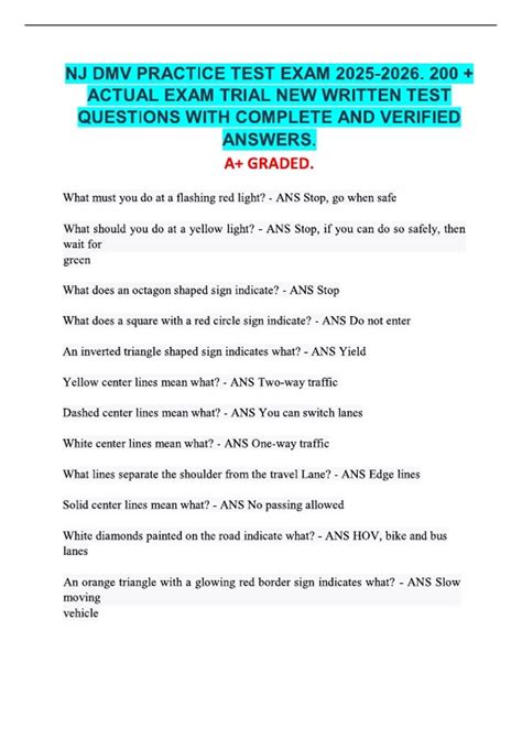 NJ DMV PRACTICE TEST EXAM . 200 + ACTUAL EXAM TRIAL NEW WRITTEN TEST ...