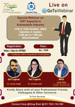 Special Webinar on GST Aspects in Automobile Industry