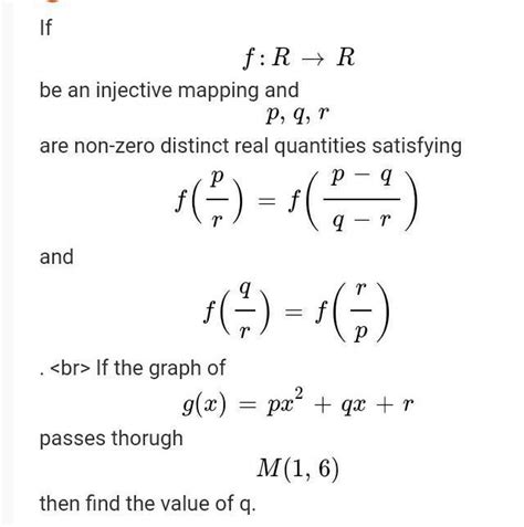 If f:R → R be an injective mapping and p, q, r are non-p-9zero distinct ...