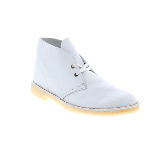 Clarks Desert Boot 26157327 Mens White Leather Lace Up Chukkas Boots ...