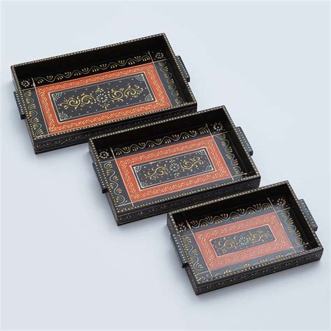 Set Of 3 Handcrafted Wooden Trays: Versatile And Elegant Serving Solut ...