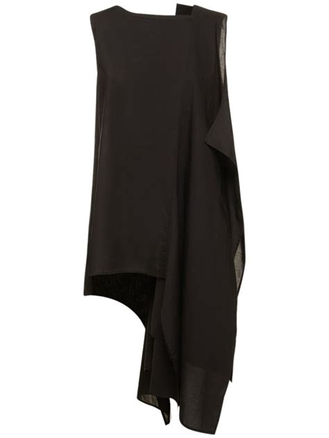 Sleeveless asymmetric draped cotton top - Yohji Yamamoto - Women ...