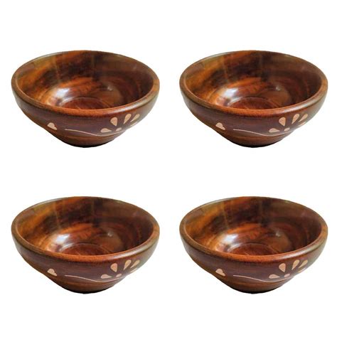 Buy Top Craft India Wooden Bowl Set of 4 Bowls Wooden Bowl Online at ...
