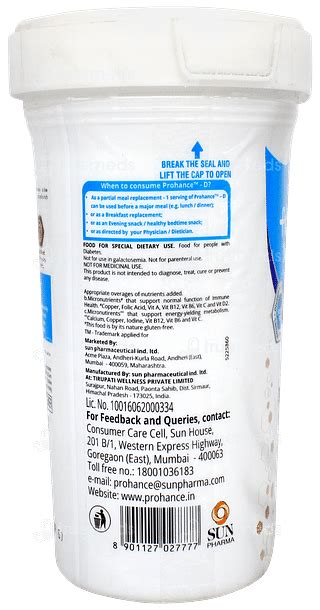 Prohance D Diabetes Care Chocalate Powder 400 Gm - Uses, Side Effects ...