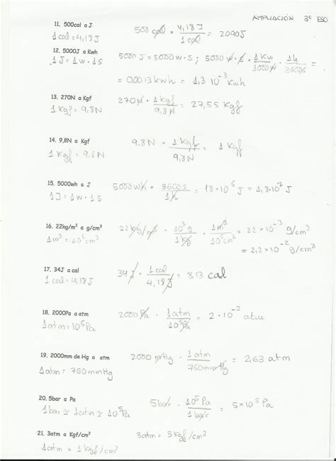 Ejercicios resueltos factores de conversión 2º ESO