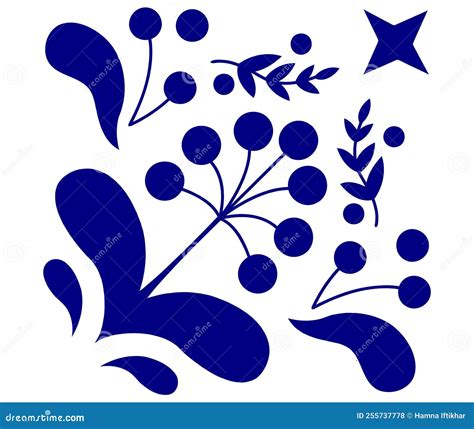 Navy Blue Abstract Floral Ornament, Ethnic Pattern, Flower, Decorative ...