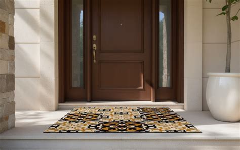 OnlyMat Moroccan Tiled Coir Doormat with Anti-Slip Backing