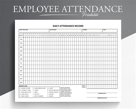 Attendance Editable Attendance Sheet Printable Microsoft , 43% OFF