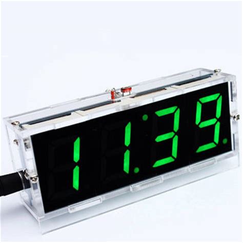 4-digit DIY Digital LED Clock Kit Light Control Temp Date Time Display ...
