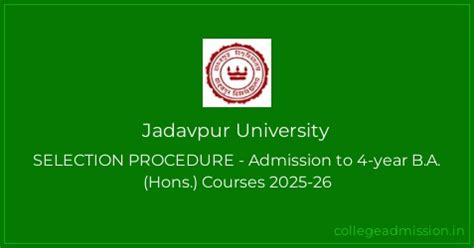 Jadavpur University: SELECTION PROCEDURE - Admission to 4-year B.A ...