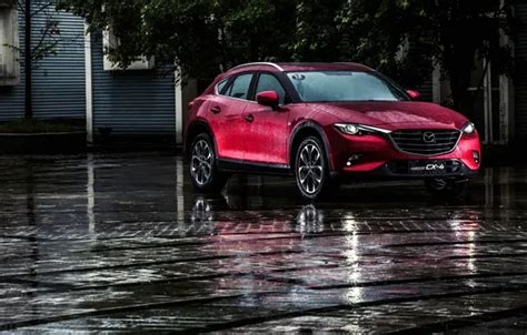 Wallpaper road, rain, Mazda, Rain, Mazda, crossover, Burgundy, CX-4 for ...