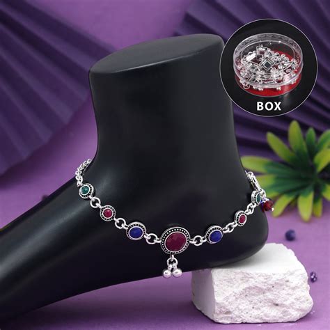 Multi Color Oxidised Anklets – Eindiawholesale