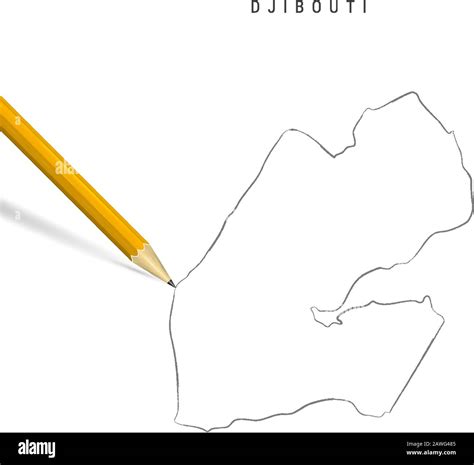 Djibouti freehand pencil sketch outline map isolated on white ...