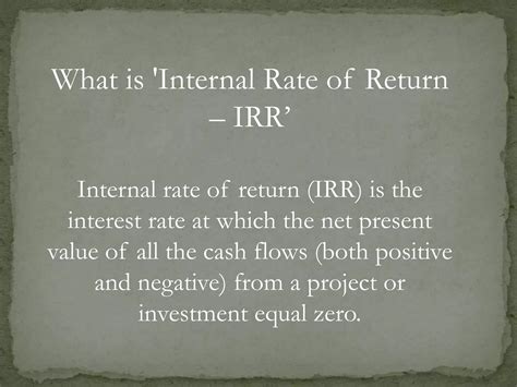 Irr ( internal rate of return) | PPTX